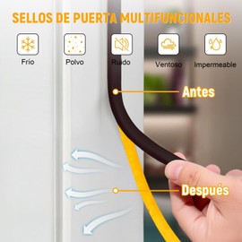 LSXD Burlete para Puerta, 20M Cinta Aislante de Ruido para Ventanas Autoadhesivos, Tira de Sellado para Puerta de Gomas para el Agua, Frío, Calor, Polvo, Ruidos, Insecto en Recámaras,Cocina(Marrón)