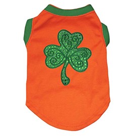 Petitebella Green Sequins Clover Puppy Dog Shirt (Orange, X-Large)