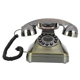 Topiky Vintage Landline Corded Telephone,Retro Classical Fixed Wired Telephone Antique Phone Bronze,HD Call Large Button/Voice Telephone Function,with American/British Wiring,for Home Hotel Office