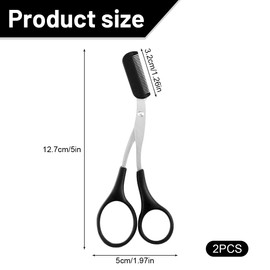 Pack of 2 Eyebrow Scissors with Comb, Eyebrow Scissors, Professional Eyebrow Scissors, Eyebrow Scissors for Women, Stainless Steel Beauty Eyebrow Trimmer for Men Women