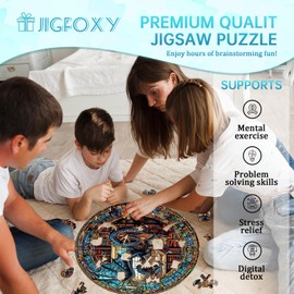 Jigfoxy Wooden Puzzles for Adults, Dragon's Library Wood Puzzles Adult, Unique Animal Shape Wooden Jigsaw Puzzles, for Puzzles Lovers Family Friend (M-11.4 * 11.4in-200pcs)