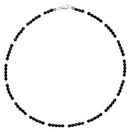 Onyx Jewellery Necklace Onyx Beads Faceted with Quartz Crystal Balls Faceted Clasp 925 Sterling Silver Model Number 7062, Gemstone, Onyx