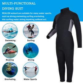 REALON Kids Wetsuit for Girls Boys Toddler and Youth 3mm Neoprene Child Full Wet Suits Warm in Cold Water Thermal Swimsuit Back Zip for Swimming Diving Jet Skiing Surfing