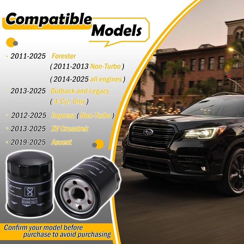 15208AA21A Engine Oil Filter Compatible with 2011-2025 Subaru Outback Legacy