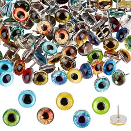PH PandaHall 100pcs Push Pins Dragon Eye Thumb Tacks Glass Eyeball Wall Pins Mini Decorative Thumbtacks Cat Owl Bird Eye Map Pins for Wall Corkboard Map Calendar Photo Home Office Craft Projects