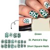 24Pcs Green Shamrocks Press on Nails Short Square Shaped St.