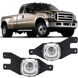 YLT AUTO Fog Light Replacement Kit Clear Lens fit 1999-2004 for Ford Excursion F250 F350 Super Duty with Pair of LED Bulbs Bumper Fog Light Driver Light Assembly