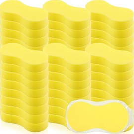 Vesici 48 Pack Large Sponges Bulk Multi-Purpose Extra Large Sponge for Washing Cars Field Day Water Games Household Cleaning Car Boat Bike Kitchen Bathroom Vacuum Compressed Packing (Bright Yellow)