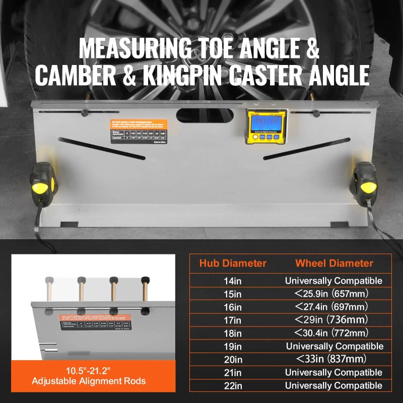 2 Pack Stainless Steel Camber/Caster/Toe Gauge Wheel Alignment Tool 0.1
