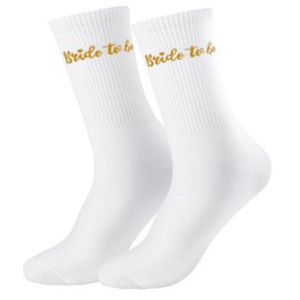 Etercycle Bride Socks For Women, White Gold Bridal Shower Gifts Bride To Be Decorations, Cute Wedding Sock Bridesmaid Gifts Bachelorette Party Favors For Engagement Anniversary Honeymoon