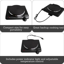 IMUSA Single Electric Hot Plate, Black