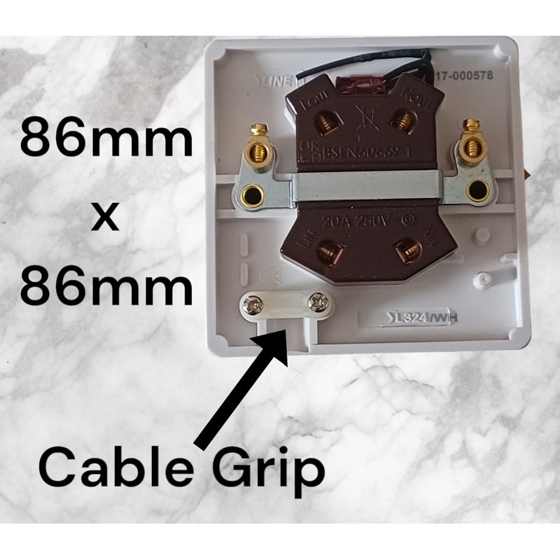 Stylish Water Heater Switch, 20 Amp, 25mm Pattress Back Box,