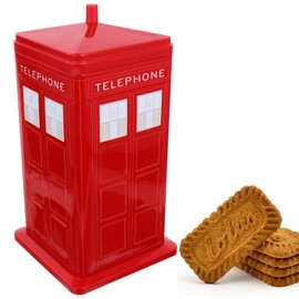 Cabilock Christmas Candy Tins Christmas Cookie Tins Phone Booth Box Vintage Telephone Christmas Tinplate Empty Tins Box Phone Booth Favor Candies Boxes British Themed Party Favors Red