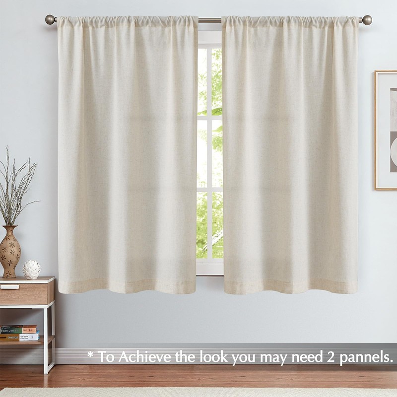 jinchan Tie Up Linen Kitchen Valance for Dining Room Window