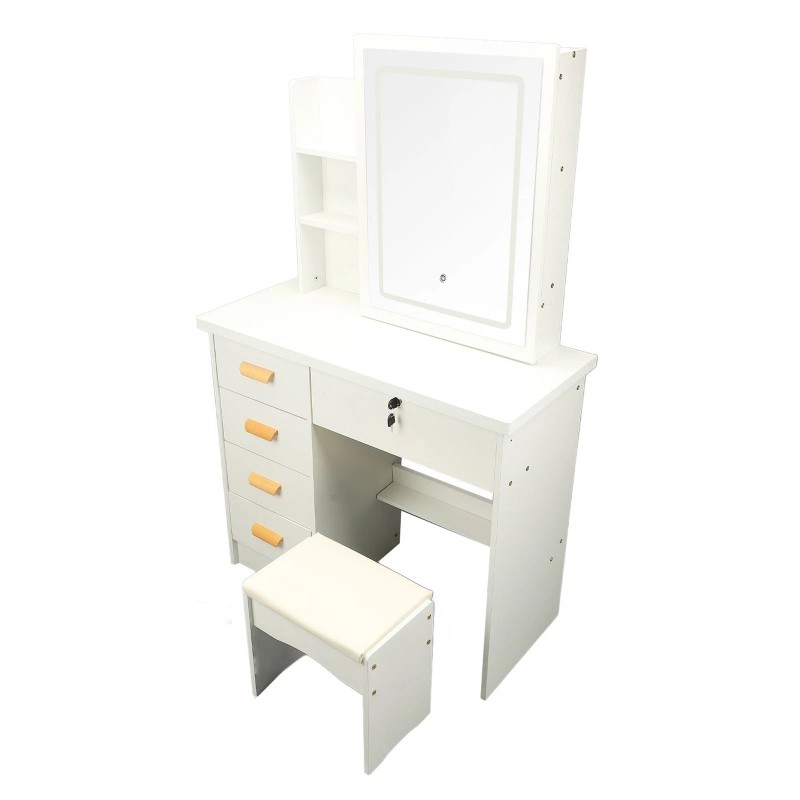 Dressing Table Vanity Table Elegant Lighted Mirror With Drawers Shelves