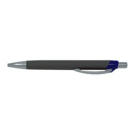 Allpremio® ballpoint pen, soft touch ball, writing pen with ergonomic rubberised aluminium grip and metal clip | ink colour black, indelible ISO 12757-2 | low viscosity ink Blau 3 Stück