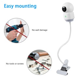 VOMENC Clamp Mount Compatible with AOSU IndoorCam P1 and TP-Link Tapo MagCam Security Camera Without Tools or Wall Damage (White)