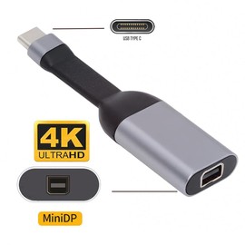 xiwai USB-C to Mini DP Adapter 4K 60hz Type-C Source to Mini Displayport Sink HDTV Converter Ultra Slim Flat Cable 1080p for Laptop Tablet Phone