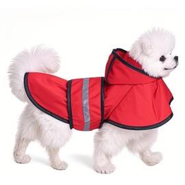 IOICYBF Dog Raincoat Hooded, Reflective Dog Slicker Poncho Adjustable Waterproof Lightweight Rain Jacket for Dogs,Red,XXL