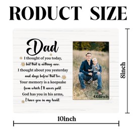 Dad Memorial Picture Frames, God Has You in His Arm, I Have You in My Heart, Dad Memorial Gifts for Loss of Father, Photo Frame Wall Art Tabletop, Dad Photo Frame Home Decor, Fits 4 * 6 Inches Photo