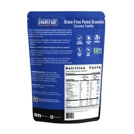 Inrive Paleo Grain Free, Gluten Free Granola (Coconut Vanilla), Non GMO, No Refined Sugar, Soy-Free, Kosher, 1 Pack