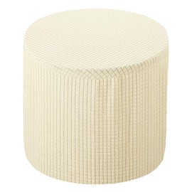 sourcing map Ottoman Cover Round, Stretch Ottoman Slipcover Fit Diameter 9.8"-12.6", Non-Slip Footstool Protector Cover for Bedroom Living Room Cream