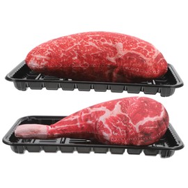 Abaodam 2Sets Realistic Fake Steak Model Lifelike Meat Decor for Home Office and Photo Props Construction Craftsmanship for Scene Decoration