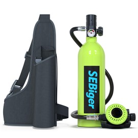 SEBiger S400plus Mini Scuba Tank 1.0L Portable Mini Diving Tank Reusable Pony Bottle Up to 20 Minutes Diving Air Tank Kit Diving Oxygen Cylinder for Underwater Exploration Rescue,A-GN
