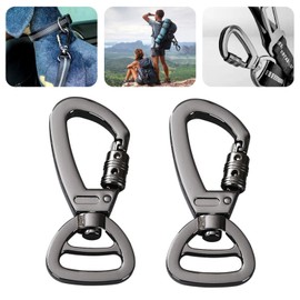 Lobster Clasps Clasp Dog Lead Key Chain Keychain Trigger Swivel Snap Hook Clips Clip Carabiner Heavy Duty, 2 Pack Black