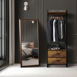 Sorbus Clothing Rack with Drawers - Clothes Stand Dresser - Wood Top, Steel Frame, & Fabric Drawers - Tall Closet Storage Organizer - Garment Rack for Hanging Shirts, Dresses, & Jackets