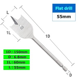 6-55 mm Flat Drill Bit High Carbon Steel Wood Flat Drill Set Woodworking Spade Drill Durable Woodworking Tool Sets 55 mm