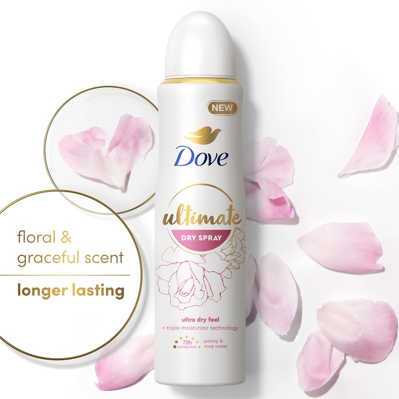 Dove Ultimate Dry Spray Antiperspirant Peony And Rose Water 2