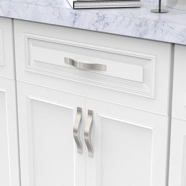 FURNIWARE Pack of 10 Cabinet Handles, Furniture Handles, Brushed Satin Nickel, 96 mm, Hole Spacing, Kitchen Handles, Furniture Drawer Handles, Handles for Kitchen Cabinets, Cupboards, Drawer Handles