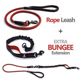 Heavy Duty Rope Bungee Leash for Large and Medium Dogs with Anti-Pull for Shock Absorption - No Slip Reflective Leash for Outside
