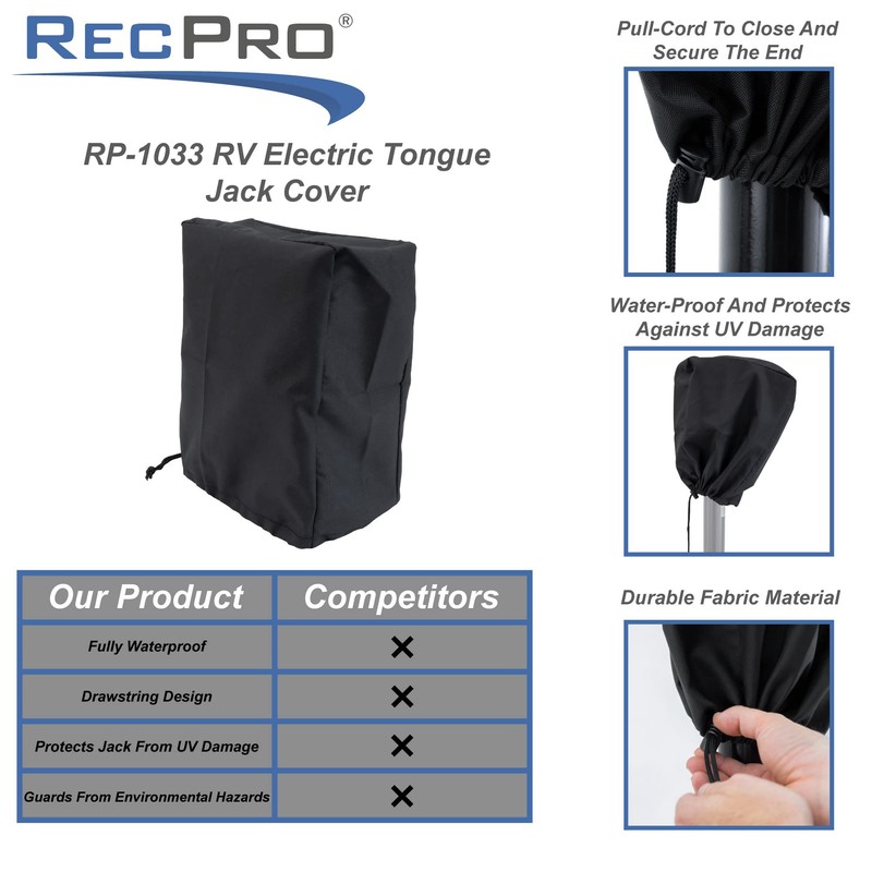 RecPro RV Electric Tongue Jack Cover | Universal Protective Cover