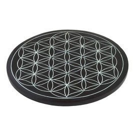 Incense Holder Flower of Life Black Stone 10 CM