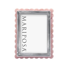 MARIPOSA PINK ACRYLIC SCALLOP 5x7 FRAME | PINK | BRILLANTE | FRAMES | DECORATIVE PHOTO FRAMES | RECYCLED SANDCAST ALUMINUM | HANDMADE IN MEXICO