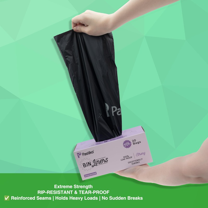 Pastiko 100% Compostable Biodegradable 70L Bin Liners Strong Garbage Bags
