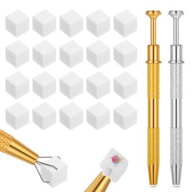 100pcs White Nail Sponges for Ombre Nail Art Sponges With 2Pack Grabbing Pen Ombre Soft Nailes Brush Manicure Nails Art Tools Nails Supplies Accessories(Silver+gold)