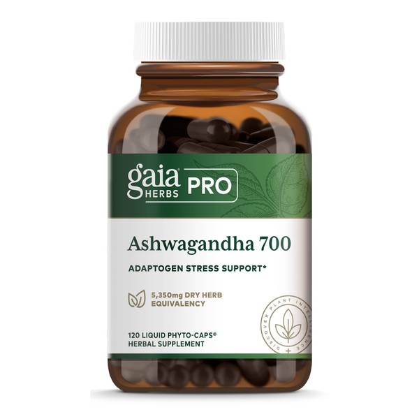 Gaia Herbs Pro Ashwagandha 700 - Nervousness & Stress Relief Herbal Supplement - Natural Sleep Support - with Organic Ashwagandha Root & Root Extract - 120 Vegan Liquid Phyto-Capsules (60 Servings)