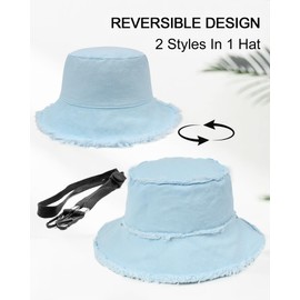 Zylioo S/M Bucket Hats for Men and Women,UV Protection Reversible Sun Hat for Summer Outdoor Fishing Golf Blue