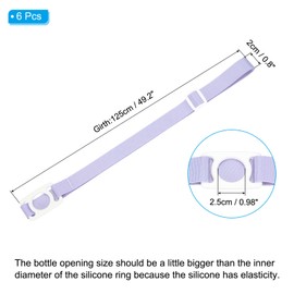 PATIKIL 2.5CM Water Bottle Lanyard, 6 Pcs Adjustable Holder Shoulder Strap with White Ring Buckle Carrier Clips for Hiking Walking Outdoor, Purple