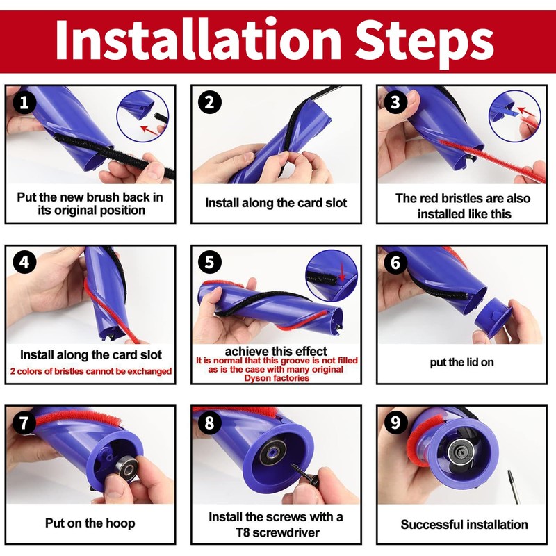 Wjelet 4Pcs Soft Plush Strips Replacement for Dyson roller brush