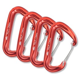 RLX Outdoors - Set of 4 Red Lightweight 20g Carabiners, 7075 Aluminum, 12kN/1200Kg Capacity, Camping, Hammock, Key Ring, Backpacking, Secure Luggage for Canoes, SUP, Kayaks, no Rust