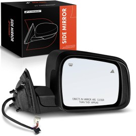 A-Premium Passenger Side Power Door Mirror - Compatible with Jeep Grand Cherokee 2012-2022 - Heated Manual Folding Black Outside Rear View Mirror w/Turn Signal and Blind Spot Detection