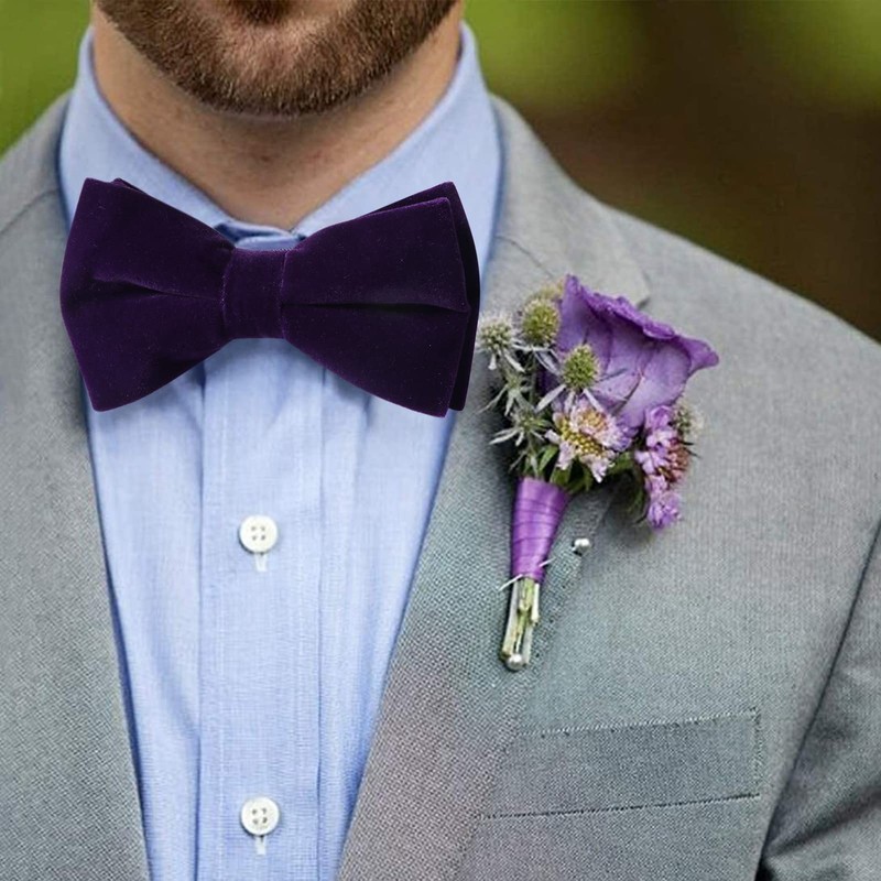 HOULIFE Bow Tie Set for Men – Adjustable Velvet Pre-tied