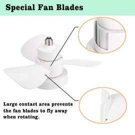 Yaoten Socket Fan Light Ceiling Fans with Lights and Remote, Dimmable, Quiet, 3 Speed Adjsutable, 14 In Ceiling Fan for Bedroom, Storage, Tool Room and Kitchen