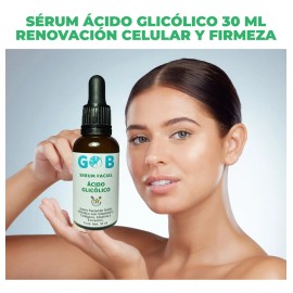 Sérum 30 ml ácido glicólico, vitamina E, colágeno y elastina, renueva y reafirma la piel