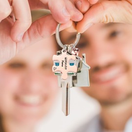 JSDDE Mama Papa Schlüsselanhänger mit Gravur Weltbeste MAMA/PAPA Süße Puzzle Anhänger Creative Design Keychain Schlüsselringe Geschenke für Mutter Vater