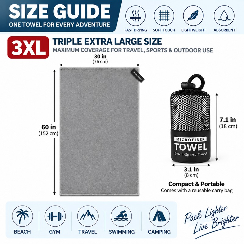 Microfiber Travel Towel for Beach & Gym – Quick-Dry Super